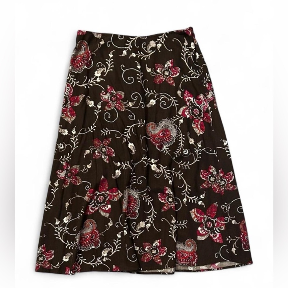 Croft & Barrow Paisley Floral Brown and Red Women's Skirt size 12